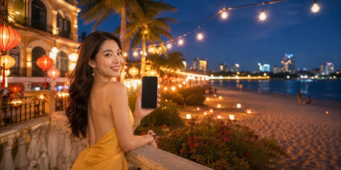 Bàn Baccarat với đèn lồng rực rỡ trong không gian casino tại TP Hồ Chí Minh